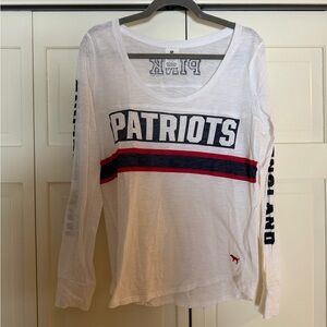 Victoria's Secret White Long Sleeve Tee with Red and Blue Accents